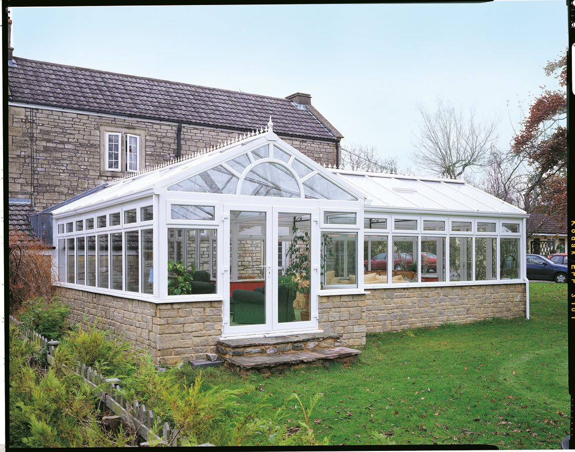 crown conservatory in a back garden